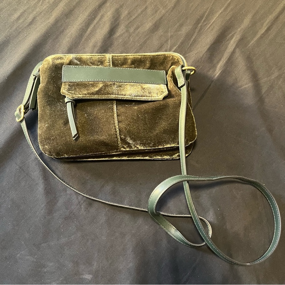 Green Velvet Crossbody Bag
